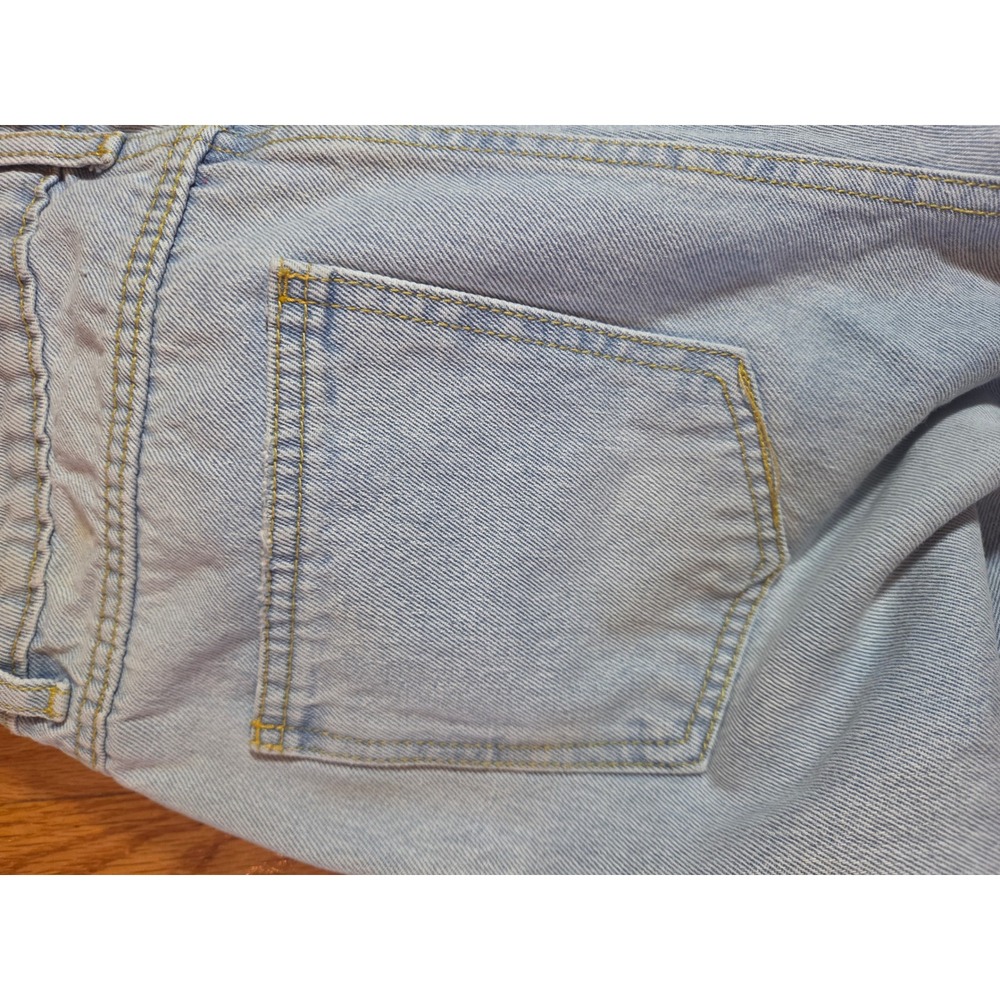 Avec Les Filles Light Wash Distressed Straight Leg Jeans Size 27 High Rise‎ Raw - Picture 12 of 12